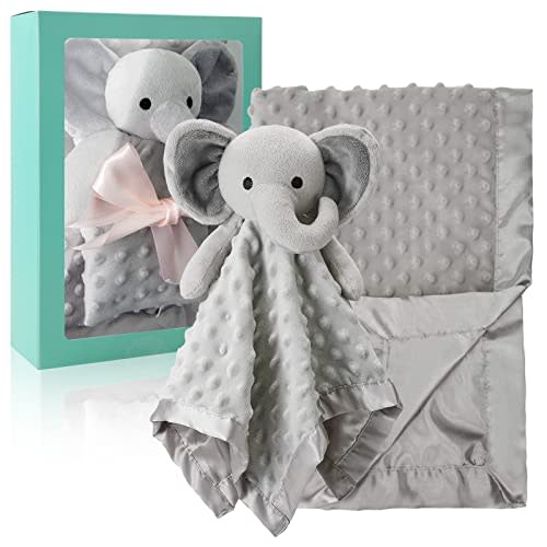 Pro Goleem Baby Blanket with Gray Elephant Security Blanket Newborn Gifts Set