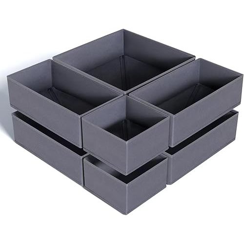 8 Pack Drawer Organizer for Baby Clothes, Foldable & Washable Bins - Perfect for Nursery & Dresser Organization, Grey - Durable Storage Solution for Baby Essentials, Socks,