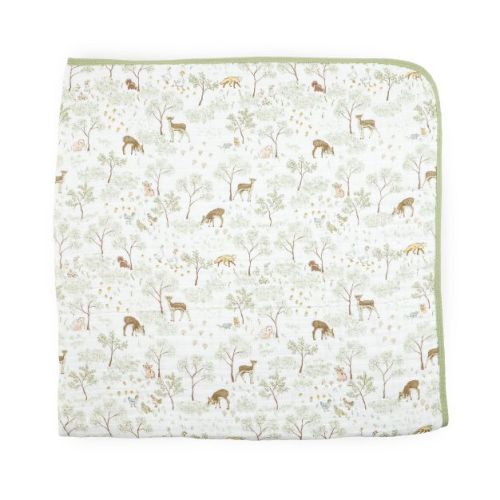 Little Unicorn Cotton Muslin Quilt Blanket - Woodland Friends: 47 x 47 Inches, Animals Pattern, 100% Cotton