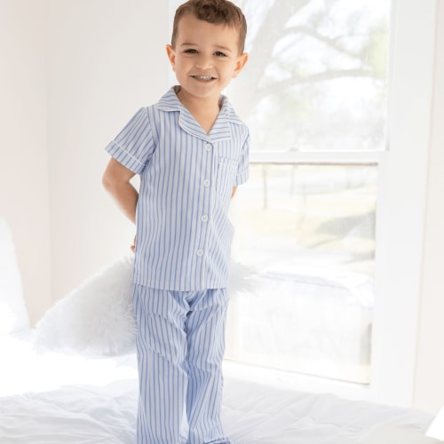 Button Down SS Lounge Set - Blue Stripe – Sugar Bee Clothing