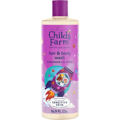 Childs Farm, Kids Hair & Body Wash for Dry, Sensitive Skin, Blackberry & Organic Apple, Gently Cleanses, Vegan, Cruelty-Free, 16.9 fl oz