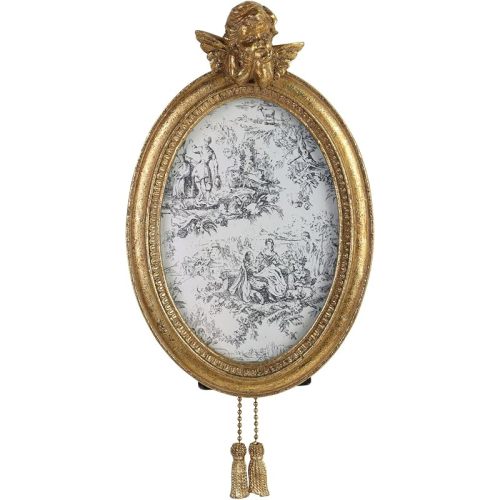 NIKKY HOME Vintage Picture Frame 4x6, Retro Gold Photo Frames Tabletop and Wall Mount, Oval Photo Frame with Stand and Glass Front for Family Portraits Antique Gallery Decor Home Decor