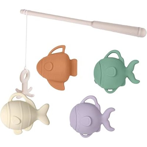 haakaa Baby Bath Fishing Toy Set, Mold Free Food Grade Silicone Bathtub Fishing Toy for Toddler & Kids Ages 3-5, BPA-Free Floating Bath Tub Toys for 3 Years+