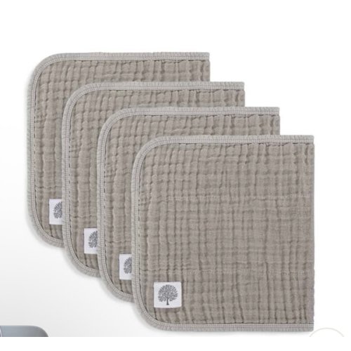 Parker Baby - Gray Set - Muslin Burp Cloths (4 Pack)