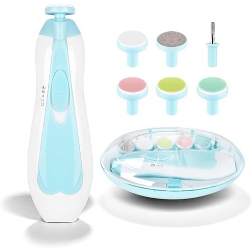 AVOA Baby Nail Trimmer Electric - Safe Quick Trim, No Cuticle Damage, LED Light, Quiet, Ergonomic, Baby Nail File Kit, Toddler Nail Clipper, Electric Nail File for Baby, Nail Filer, Blue