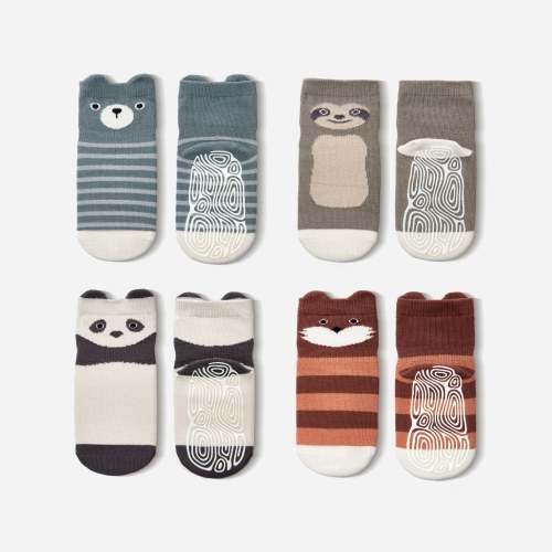 Critter Crew II- 4 Pairs of Stay-On Baby & Toddler Non-Slip Socks