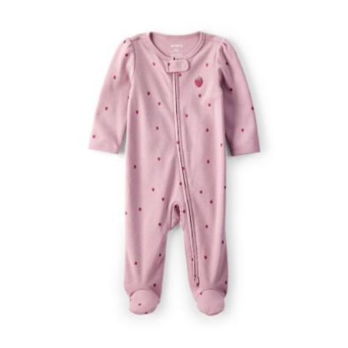 Baby Girls Strawberry Printed Footie Pajamas