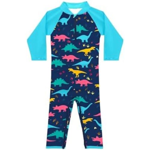 weVSwe Baby Toddler UPF 50+ Sun Protection Rash Guard Long Sleeve Swimsuit with Crotch Zipper