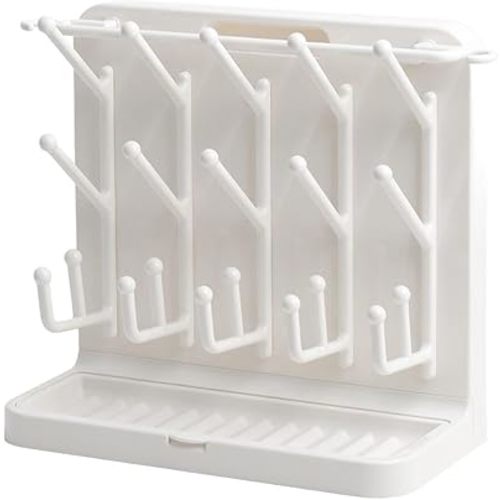 LUNELL Baby Bottle Drying Rack, Vertical Space-Saving Organizer for Countertop, Holds Bottles, Brushes, Pacifiers,Ivory White