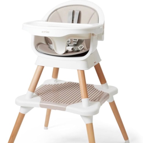 5-in-1 High Chair for Baby & Toddler - Convertible Baby Dining Seat - Portable Floor/Booster Seat - Adjustable Tray w. Cover - 5-Point Harness - Building Block Table & Chair - Stool (White)