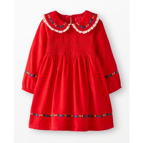 Embroidered Corduroy Dress with Pockets
