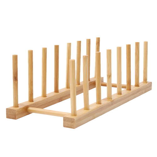 Hovilon Bamboo Wooden Dish Rack，Dishes Drainboard Drying Drainer Storage Holder Stand Kitchen Cabinet Organizer for Dish,Plate,Bowl,Cup Pot,Lid,Book（7 Grids）