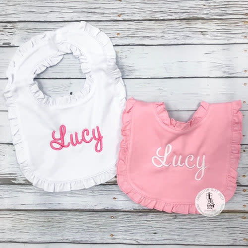 Personalized Ruffel Baby BIb | Preppy Monogrammed Gifts