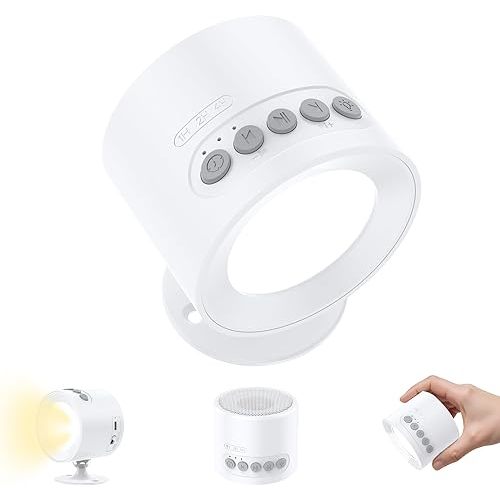Wall Mounted Light White Noise Sound Machine for Noise Canceling- 30 Soothing Sounds, Motion Sensor & Timers, Sleep Baby Soother, Night Light, 2200mAh Rechargeable Wall Sconce Lamp for Bedroom Nursery