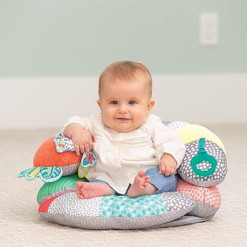Infantino 2-in-1 Tummy Time & Seated Support, Baby Floor Seat for Tummy Time & Early Sitting, Soft, Supportive, Engaging Toys, Toucan