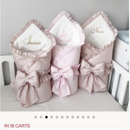 Personalized Satin Baby Blanket with Ruffle: Newborn Gift