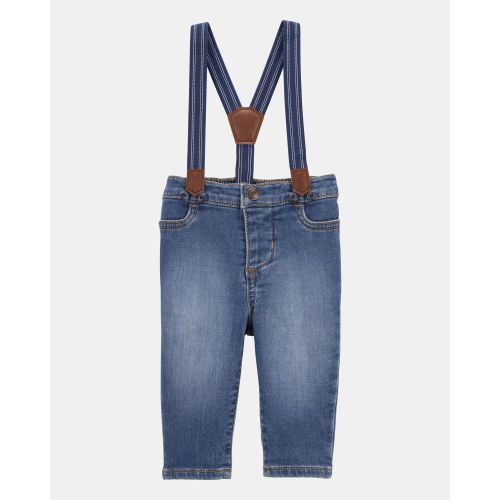 Baby Knit-Denim Suspender Pants - Blue - OshKosh B'gosh | Carter's