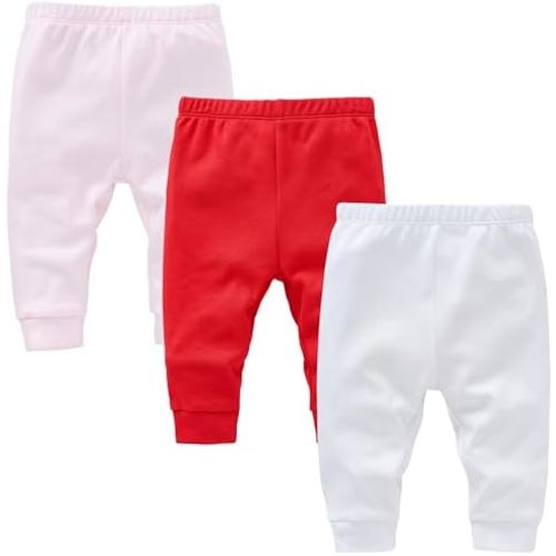kavkas Infant and Toddler Active Pants Unisex Cotton Trousers Solid Color Baby Basic Jersey Leggings Boy Girl Bottoms