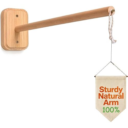 Crib Mobile Wooden Arm, Suitable for All Cribs 100% Natural Larch Hanger Nusery Decor Baby Room Safe Holder (Oak Color - Wall Mount)