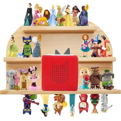 For Tonies Figures Shelf Magnetic,for Tonie box Wall Shelves,for Tonies Characters Organizer,Audio Toy Storage (Holds 45 Figurine),Compatible Charging Station for Kid's Room,Pine Wood,Arch,Large