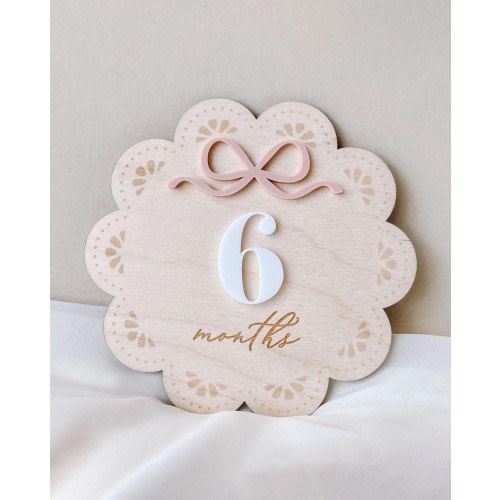 Monthly Milestone Sign for Baby Girl Pink Bow Milestone Sign Baby Monthly Photo Prop Milestone Baby Girl Photo Announcement Picture Monthly
