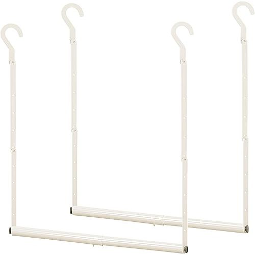 STORAGE MANIAC Adjustable Closet Rod Hanging Clothes Heavy Duty Closet Extender Hanging Rod Space-Saving Clothes Hanging Bar Double Closet Hanging Rod Hanging Closet Organizer Closet Bar,2 Pack White