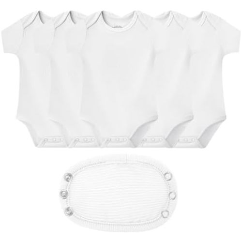 NMK 5-Pack Baby Rayon From Bamboo Bodysuit Boy Girl Clothes Soft Newborn Infant Outfit Short Sleeve Romper