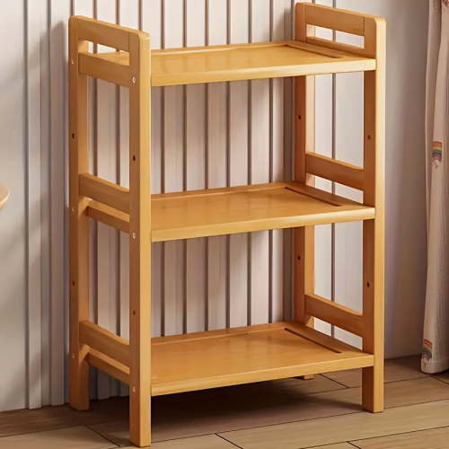 3-Tier Bamboo Storage Shelf - Adjustable Freestanding Organizer for Living Room/Bedroom/Office, Bookcase/Flower Stand/Shoe Rack (Easy Assembly)