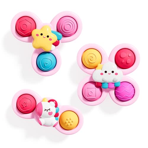 Pop Suction Cup Spinner Airplane Travel Toys for 1 Year Old Boy Girl | Novelty Spinning Tops Infant 12 18 Months,1 2 Year Old Boy Birthday Gift for Toddlers ,Sensory Baby Bath Toy Kids Ages 1-3