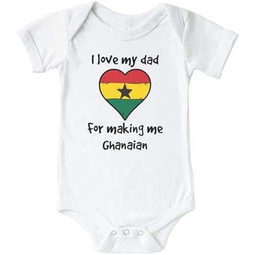 I Love My Dad for Making Me Ghanaian Funny Cute Ghana Heart Flag Baby Bodysuit
