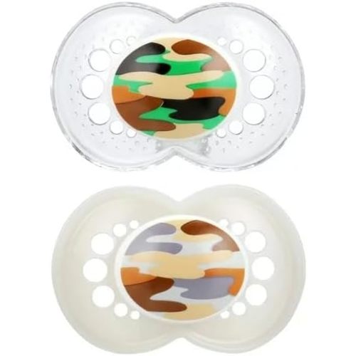 MAM Original Baby Pacifier, Nipple Shape Helps Promote Healthy Oral Development, Camo Neutral, 16+ (Pack of 2)