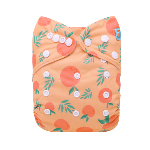 ALVABABY Print Cloth Diaper - One Size Adjustable Washable & Reusable Diaper for Babies and Toddlers (Orange, H453A)