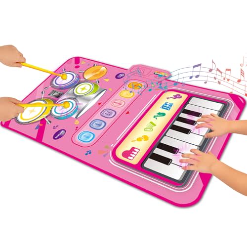 Toys for 1 Year Old Girl Gifts,2 in 1 Piano Mat Montessori Toys for 1 2 Year Old Girl,Educational Musical Toy First Birthday Gifts for 1 2 3 Year Olds Girls,Christmas Stocking Stuffers for Toddler