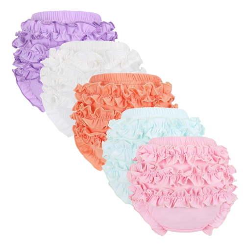 Yatacso Baby Girls 5 Pack Ruffle Diaper Covers Bloomer Cotton Shorts Briefs Cute Kids Underwear Bloomers