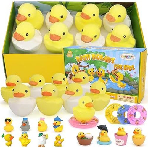 Bath Bombs for Kids with Surprise Inside,8 Pack Kids Bath Bombs Gift Set, Natural and Organic Bubble Bath Fizzy with Bath Toys, Birthday Gifts for Girls Boys