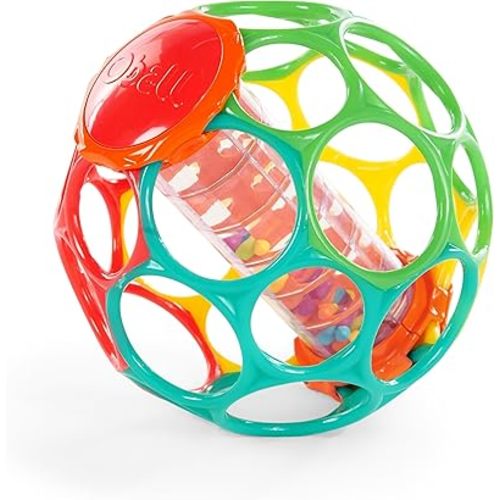 Bright Starts Oball Rollin' Rainstick Rattle Easy-Grasp Toy, Ages 3 Months +