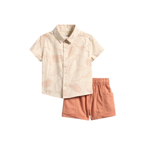 Short Sleeve Button-Up Shirt & Shorts Set