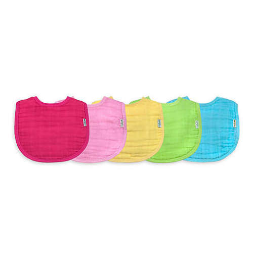 green sprouts® 5-Pack Organic Cotton Muslin Bibs Set in Girl Pink