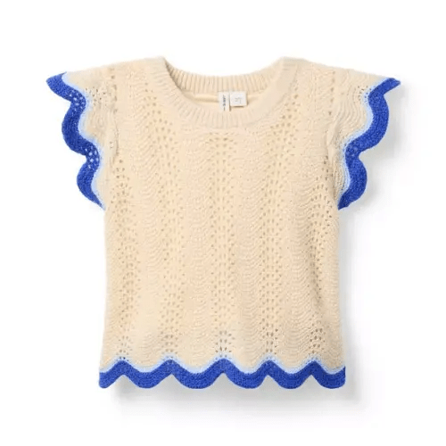 Girl Stone Khaki The Crochet Scalloped Top by Janie and Jack