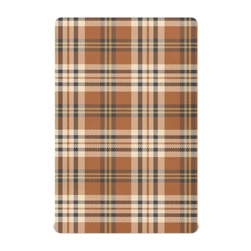 Fitted Crib Sheets Fall Brown Beige Plaid Stretchy Portable Playard Sheets for Baby Toddler, Breathable Soft Mini Crib Mattress 39 x 27 in for Boys and Girls
