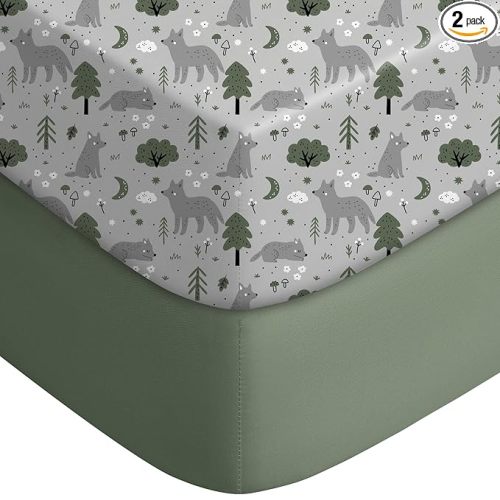 Yoofoss Baby Crib Sheets for Boys Girls, Fitted Crib Sheet 2 Pack for Standard Crib and Toddler Mattress, Super Soft Microfiber Baby Sheet 28x52x8in(Fox)