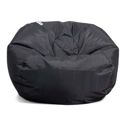 Big Joe Classic Bean Bag Chair for Kids Bedroom and Reading Nook, Easy-Clean Stretch Limo Black, Durable Nylon Polyester Blend, 2 feet Refillable