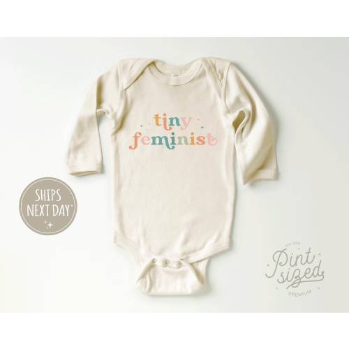 Tiny Feminist Baby Onesie® - Colorful Retro Activism Bodysuit - Natural Baby Onesie®