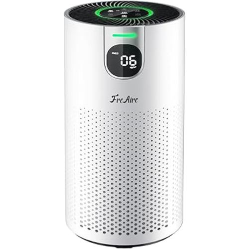 FreAire Air Purifiers for Home Large Room Covers up to 1800Ft², VisionAir 20dB Sleep Mode for Bedroom, with Real-Time AQI & PM2.5 Display,360°Intake&Outlet Air Cleaner Pet-Friendly HEPA,HAP606,White