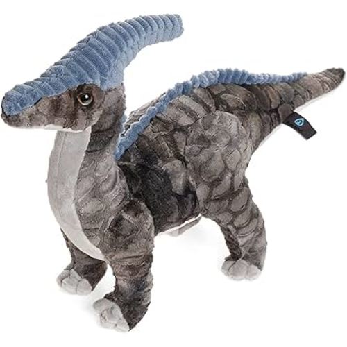 Dinosaur Plush Toy, 16" Parasaurolophus Stuffed Animal Throw Plushie Pillow Doll, Soft Grey Fluffy Friend Hugging Cushion - Present for Every Age & Occasion