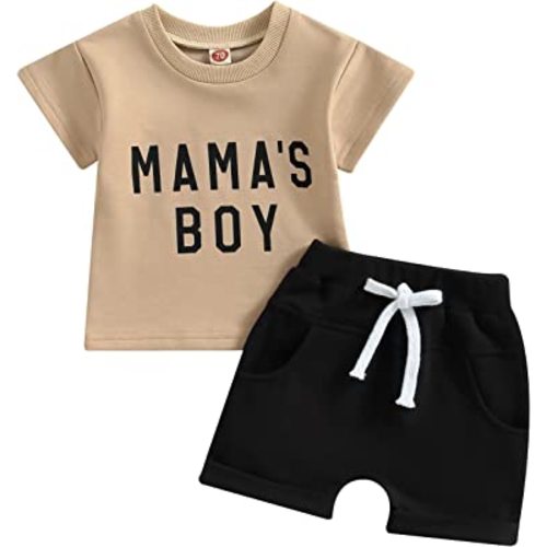 Rtnnsbbfcm Newborn Baby Boy Summer Clothes Set Short Sleeve Letter T-Shirt Top Shorts with Pockets 2Pcs Casual Outfit