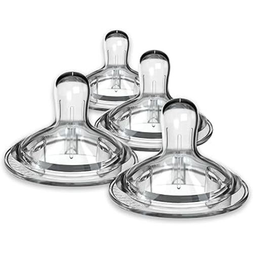 Nanobebe Nipples Baby Bottle Nipples, Silicone Nipple, Triple Vented, Ready to Use, 4-Pack, Medium Flow