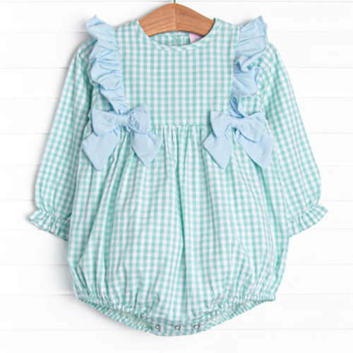 Garden Mint Gingham Girl Bubble, Green – Stitchy Fish