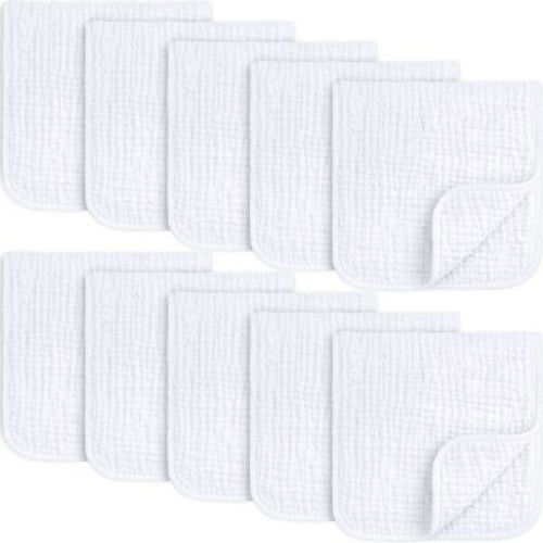 KeaBabies Lyra Muslin Burp Cloths Baby Boy, Girl, 100% Soft Cotton Muslin Burping Cloths for Newborn, Baby Rag 21"x10" (Soft White)