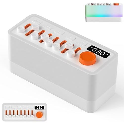 Customized White Noise Sleep Speaker, Sleep Aid Sound Machine, Bluetooth Wireless Speaker for Travel, Portable Noise Machines for Sleeping with RGB Night Lights, Timers